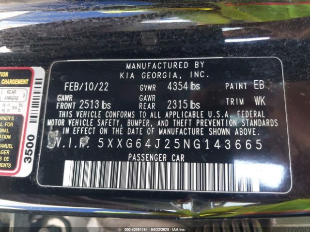 5XXG64J25NG143665 KIA K5 Gt-line