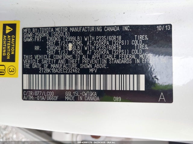2T2BK1BA2EC232462 Lexus Rx 350 Base (a6)