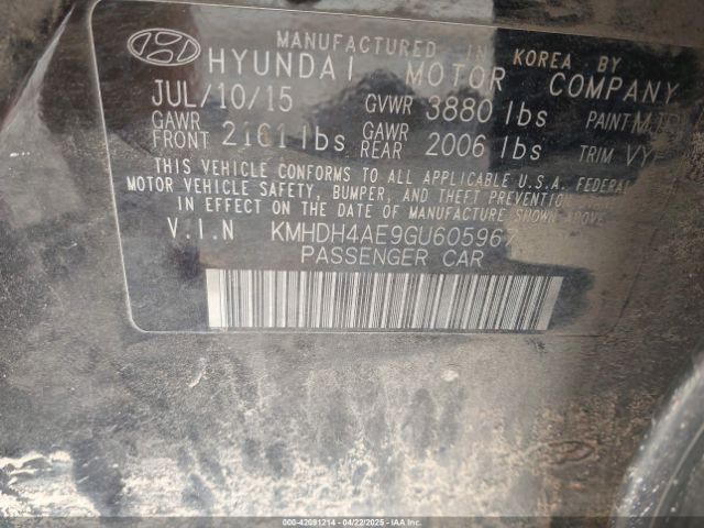 KMHDH4AE9GU605967 Hyundai Elantra Limited
