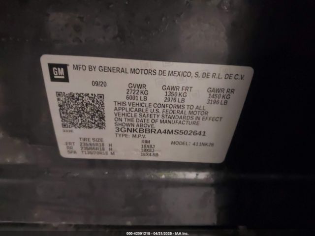 3GNKBBRA4MS502641 Chevrolet Blazer Fwd 1lt