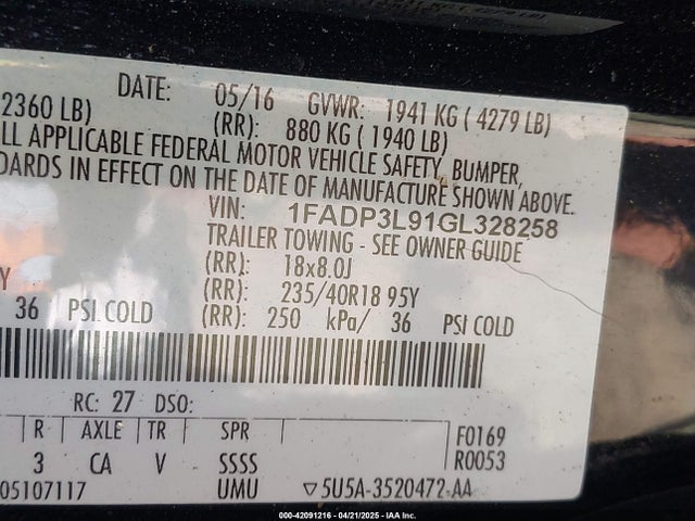1FADP3L91GL328258 Ford FOCUS ST