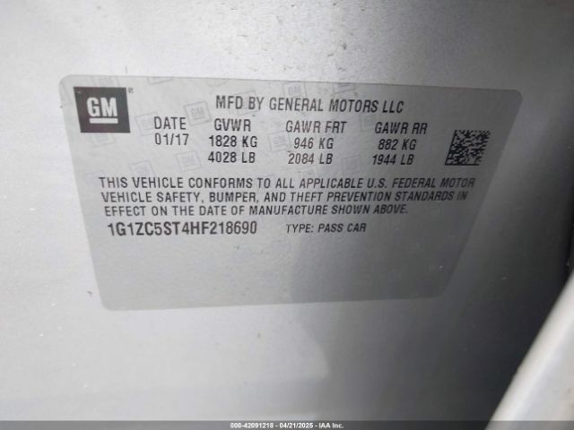 1G1ZC5ST4HF218690 Chevrolet Malibu 1fl