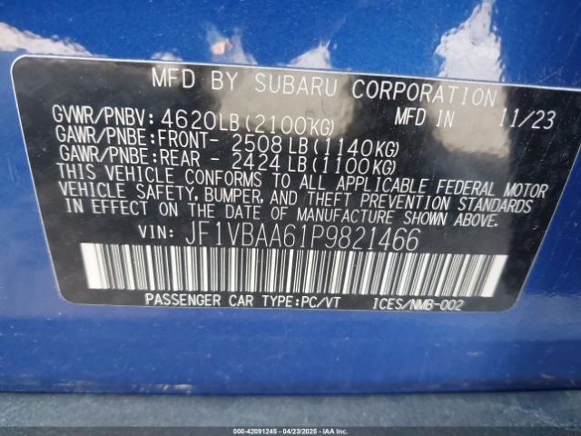 2023 SUBARU WRX JF1VBAA61P9821466 Photo 8