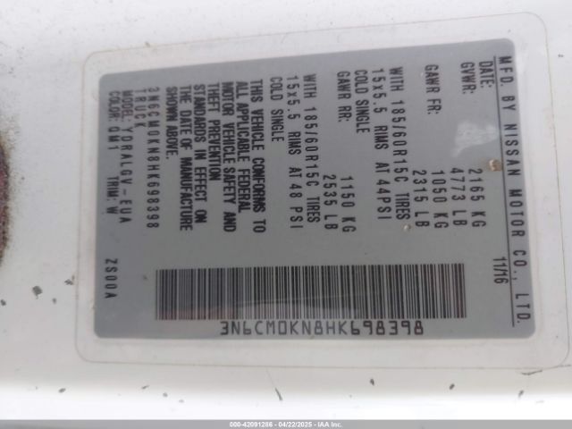 3N6CM0KN8HK698398 Nissan NV200 SV