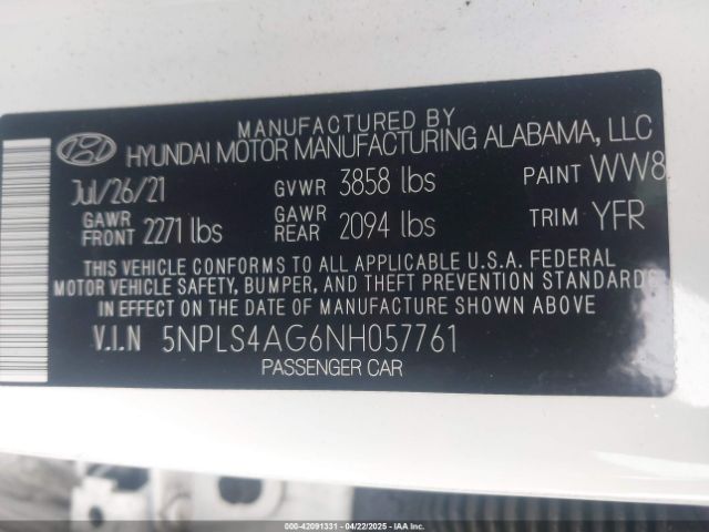 2022 HYUNDAI ELANTRA 5NPLS4AG6NH057761 Photo 8