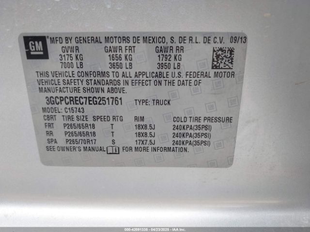 2014 CHEVROLET SILVERADO 1500 3GCPCREC7EG251761 Photo 8