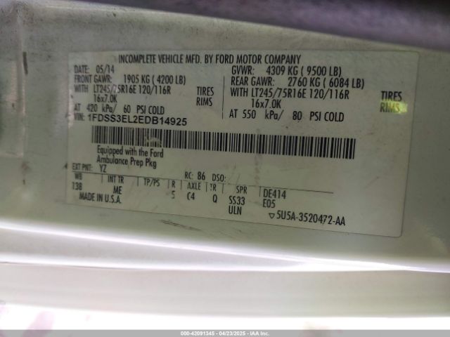 1FDSS3EL2EDB14925 Ford E-350 Super Duty Commercial