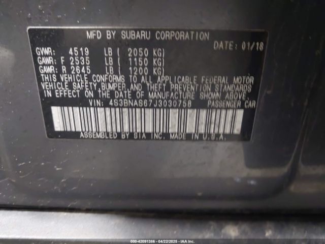 4S3BNAS67J3030758 Subaru Legacy 2.5i Sport