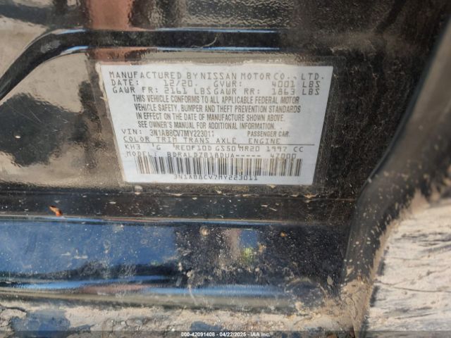 3N1AB8CV7MY223011 Nissan Sentra Sv Xtronic Cvt
