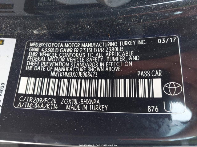 Toyota C-HR XLE 2018 NMTKHMBX0JR008423 Image 9