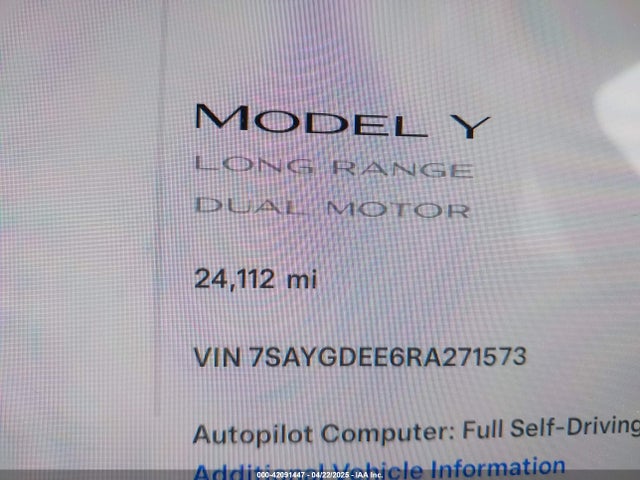 2024 TESLA MODEL Y 7SAYGDEE6RA271573 Photo 6
