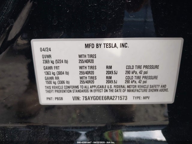 2024 TESLA MODEL Y 7SAYGDEE6RA271573 Photo 8