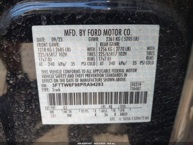 3FTTW8F98PRA94283 Ford Maverick Xl