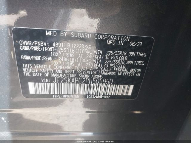 JF2SKAPC2PH505950 Subaru Forester Limited