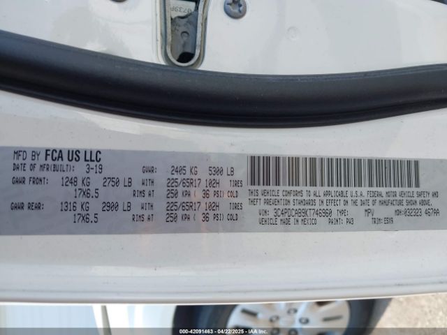 3C4PDCAB9KT746960 Dodge Journey Se Value Package