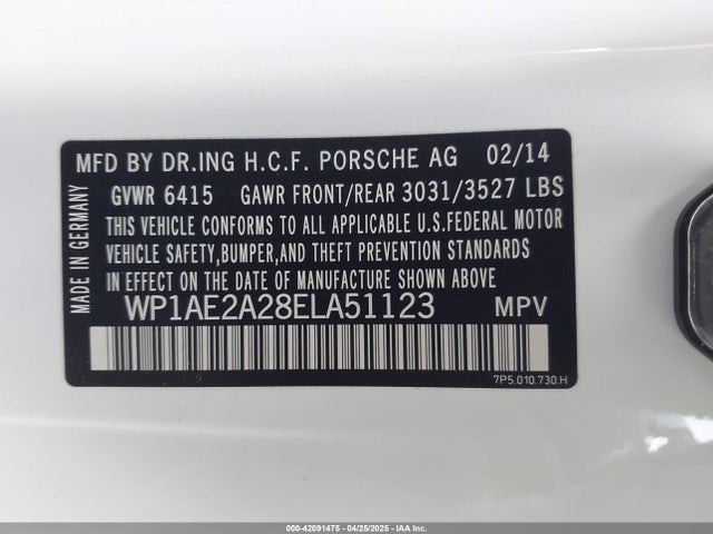WP1AE2A28ELA51123 Porsche Cayenne Hybrid S