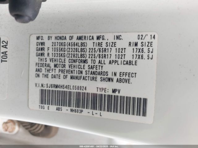 5J6RM4H54EL058924 Honda CR-V EX