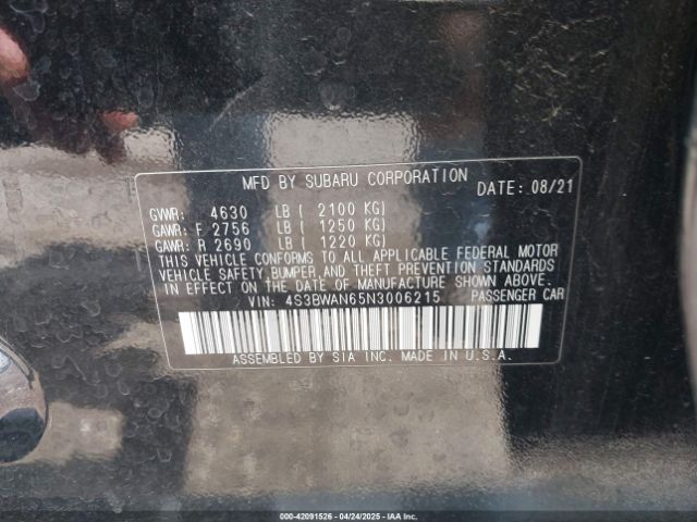 4S3BWAN65N3006215 Subaru Legacy Limited