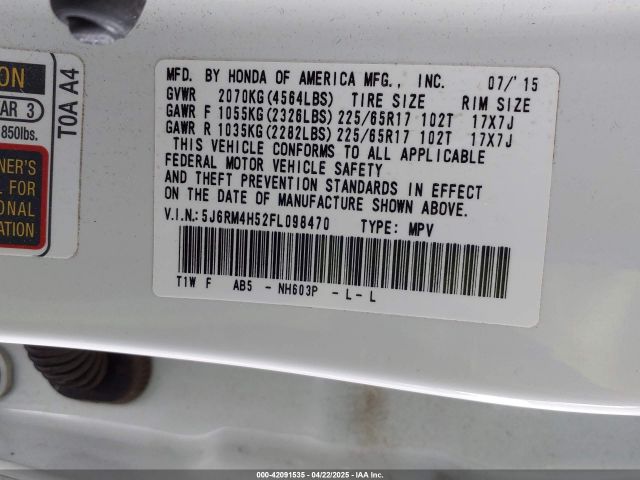 5J6RM4H52FL098470 Honda CR-V EX