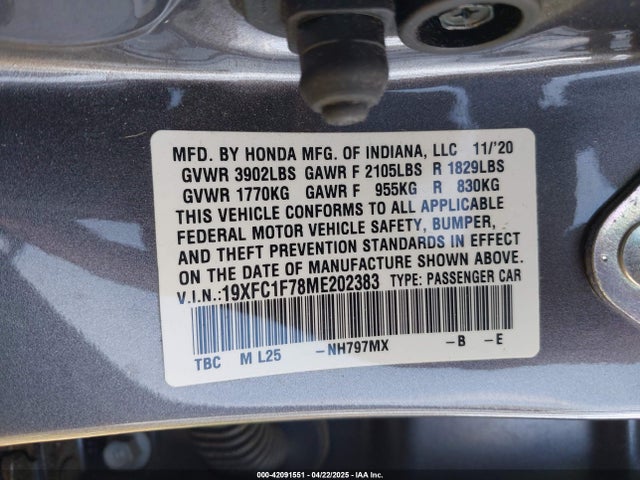 19XFC1F78ME202383 Honda Civic Ex-l