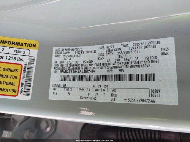 Ford ecoboost 2024 1FMDE8BH4RLB07497 Image 9