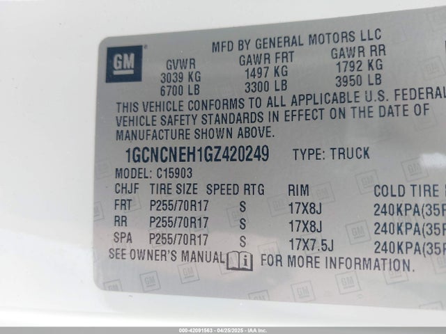 1GCNCNEH1GZ420249 Chevrolet Silverado 1500 Wt