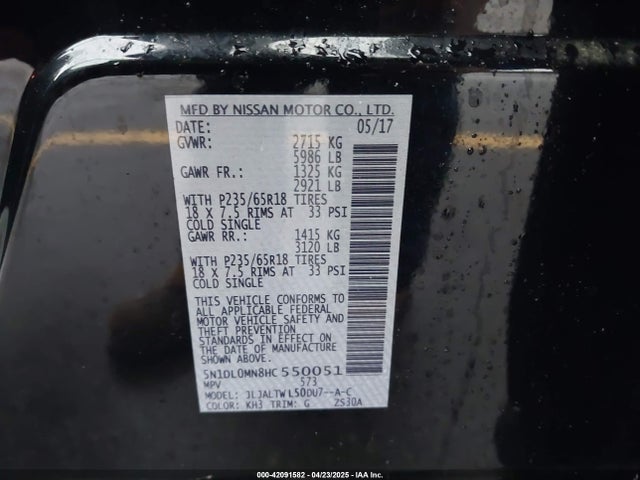 5N1DL0MN8HC550051 Infiniti QX60