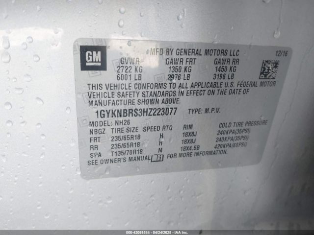 1GYKNBRS3HZ223077 Cadillac XT5 LUXURY