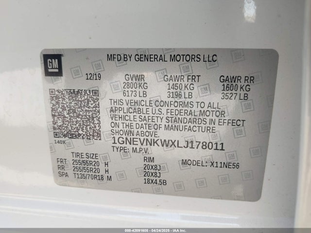 1GNEVNKWXLJ178011 Chevrolet Traverse Awd High Country
