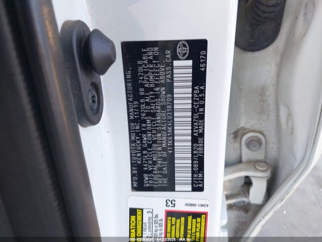 4T1K61AK4LU318709 Toyota CAMRY XSE