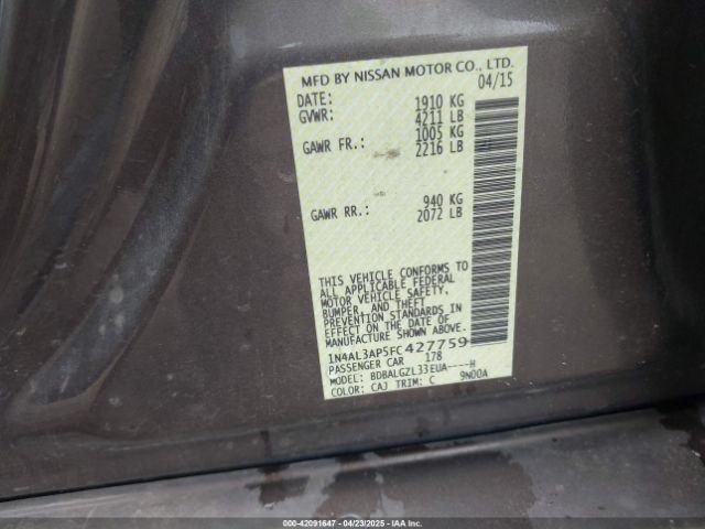 1N4AL3AP5FC427759 Nissan Altima 2.5 S
