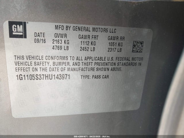 1G1105S37HU143971 Chevrolet IMPALA 1LT