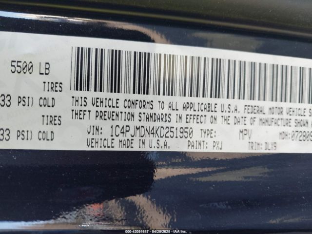 1C4PJMDN4KD251950 Jeep Cherokee Limited 4x4