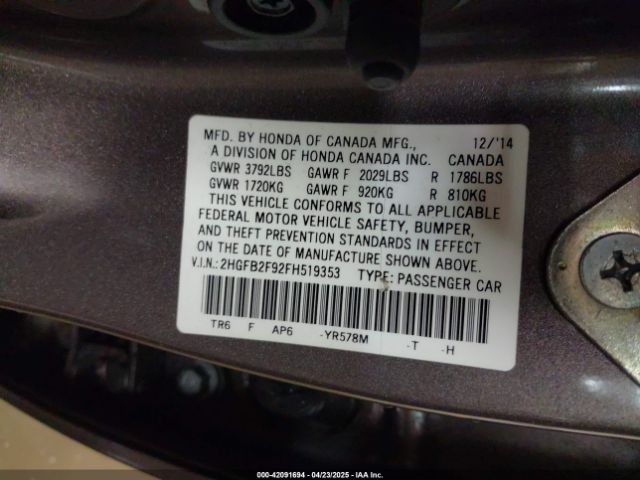 2HGFB2F92FH519353 Honda Civic Ex-l