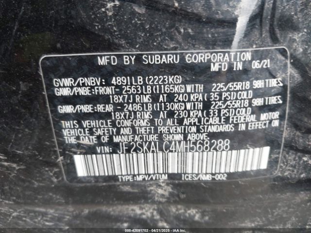 JF2SKALC4MH568288 Subaru Forester Sport