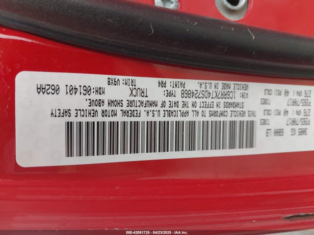 42091725 :رقم المزاد ، 1C6RR7KT4DS724868 vin ، 2013 Ram 1500 Tradesman مزاد بيع