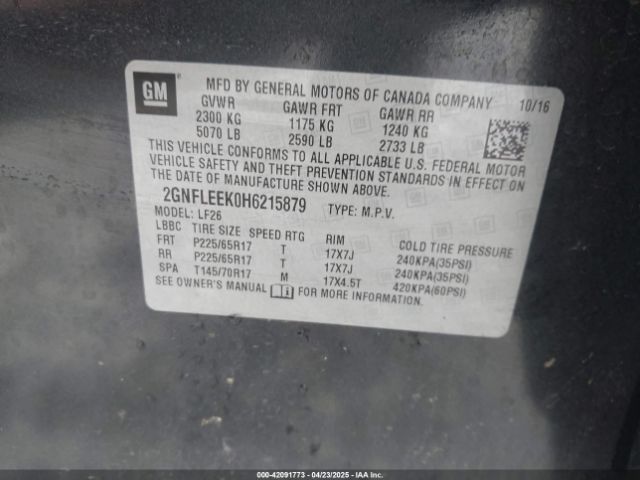 2GNFLEEK0H6215879 Chevrolet EQUINOX LS