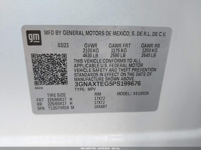 3GNAXTEG5PS199676 Chevrolet Equinox Awd 2fl