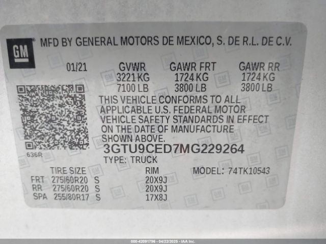 3GTU9CED7MG229264 GMC Sierra 1500 4wd  Short Box Elevation