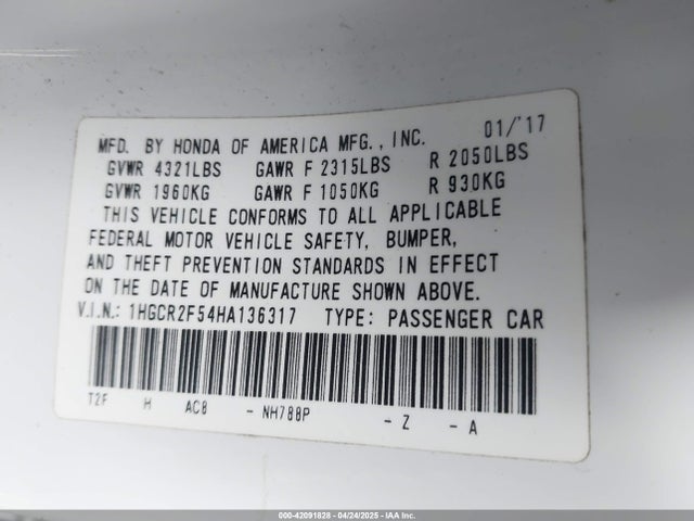 1HGCR2F54HA136317 Honda Accord Sport