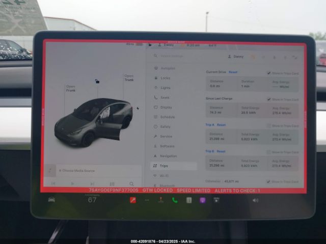 7SAYGDEF9NF377005 Tesla Model Y Performance Dual Motor All-wheel Drive