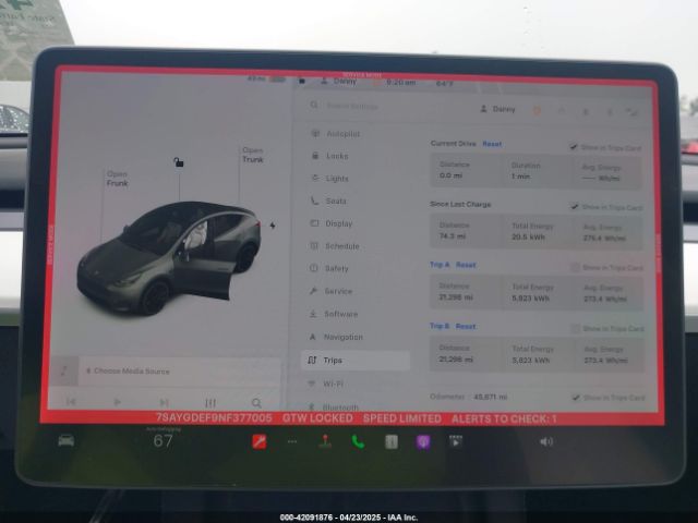7SAYGDEF9NF377005 Tesla Model Y Performance Dual Motor All-wheel Drive
