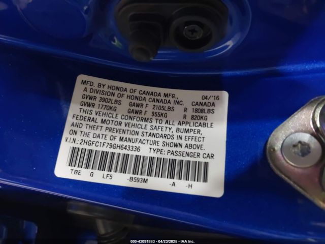 2HGFC1F79GH643336 Honda Civic Ex-l