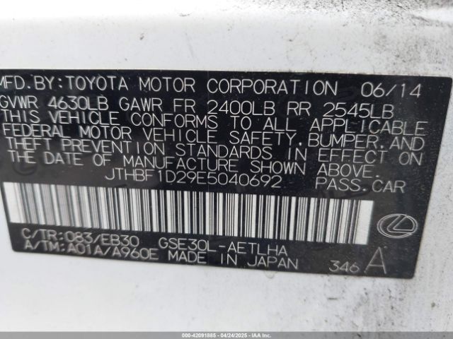 JTHBF1D29E5040692 Lexus IS 250