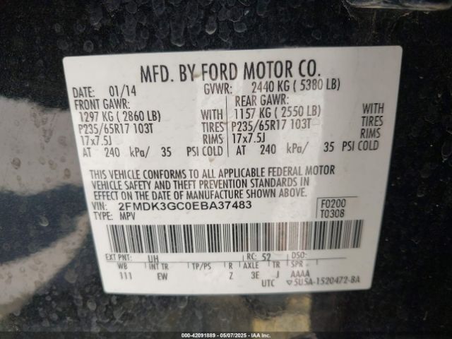 2FMDK3GC0EBA37483 Ford EDGE SE