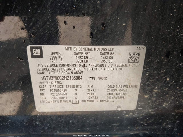 1GTV2MEC2HZ105964 GMC Sierra 1500 Sle