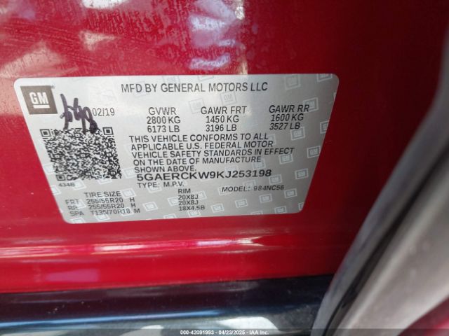 5GAERCKW9KJ253198 Buick Enclave Fwd Premium