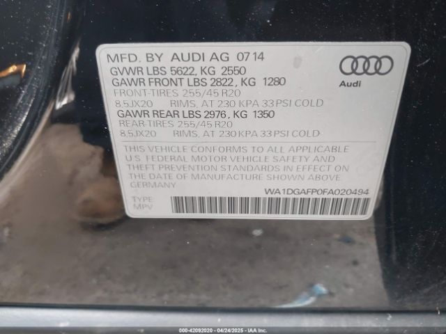 WA1DGAFP0FA020494 Audi Q5 3.0t Premium Plus