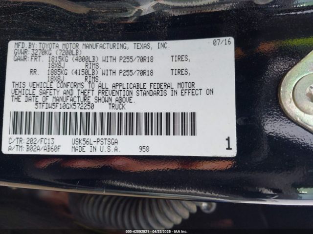 5TFDW5F10GX572250 Toyota Tundra Sr5 5.7l V8