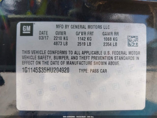 1G1145S35HU204920 Chevrolet IMPALA 2LZ